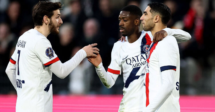 তিন মিনিটে ডেম্বেলের জোড়া গোল, ধরাছোঁয়ার বাইরে পিএসজি