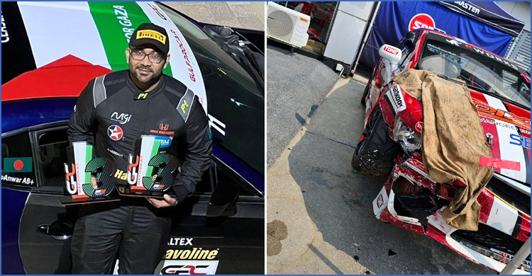 রেস ওয়ানে নেমে মারাত্মক দুর্ঘটনায় আহত বাংলাদেশি চ্যাম্পিয়ন রেসার