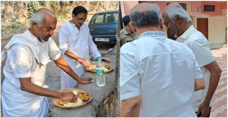 ফুটপাতে লাঞ্চ করে ভাইরাল সুপারস্টার রজনীকান্ত