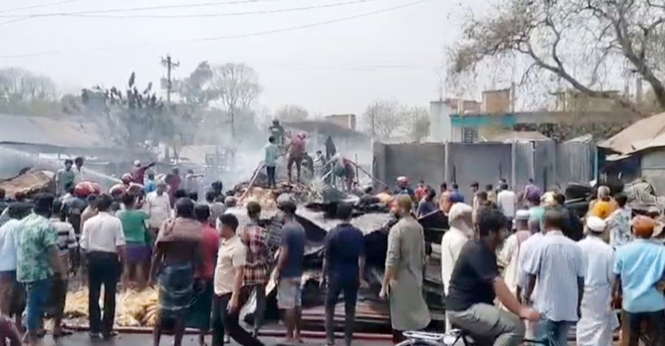 রাজবাড়ীতে আগুনে ২১ দোকান ভস্মীভূত, ৩ ফায়ার ফাইটার আহত