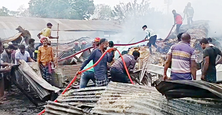 রাজবাড়ীতে আগুনে ২১ দোকান ভস্মীভূত, ৩ ফায়ার ফাইটার আহত  