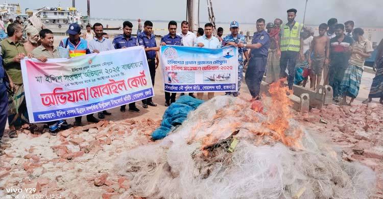 রাজবাড়ীতে জাল ও ইলিশসহ নৌকা জব্দ
