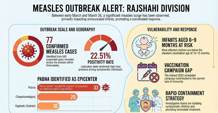 Rajshahi div faces measles surge as 77 cases emerge