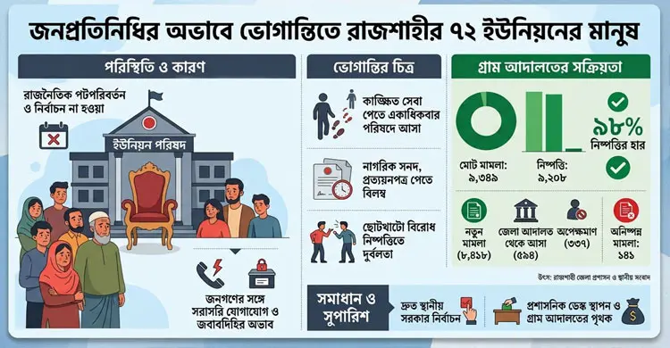 জনপ্রতিনিধির অভাবে ভোগান্তিতে রাজশাহীর ৭২ ইউনিয়নের মানুষ