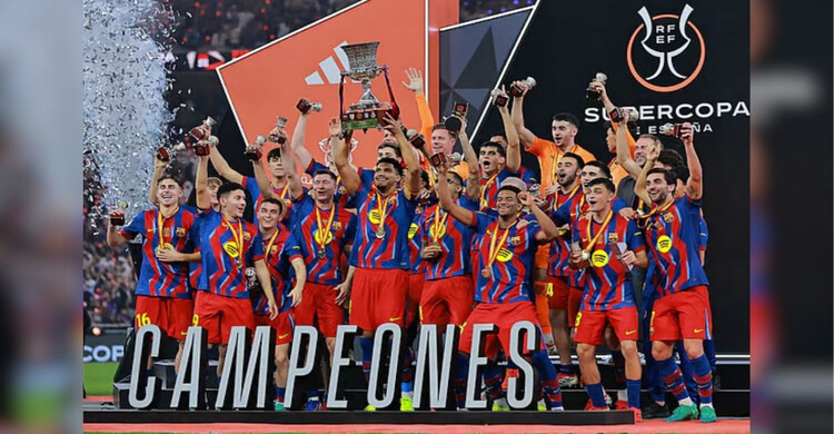 স্প্যানিশ সুপার কাপ;  রাফিনহার জোড়া গোলে মরুর বুকে চ্যাম্পিয়ন বার্সেলোনা