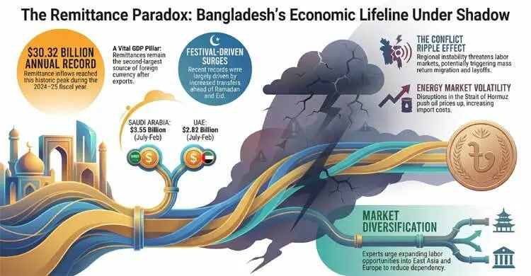 Despite record inflows, uncertain West Asia mars Bangladesh’s remittance outlook