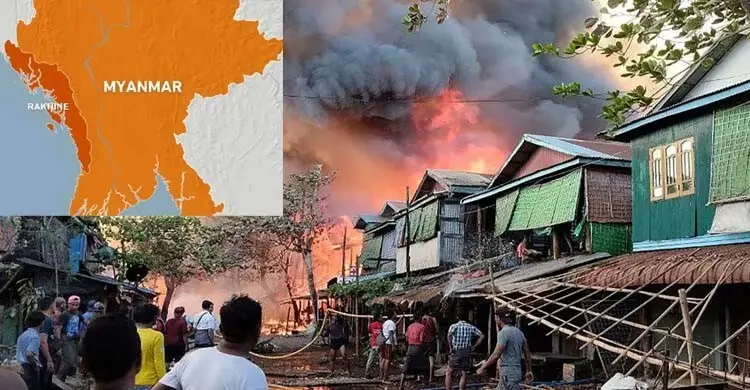 জ্বলছে মিয়ানমারের রাখাইন রাজ্য, সামরিক বিমান হামলায় নিহত ১৭