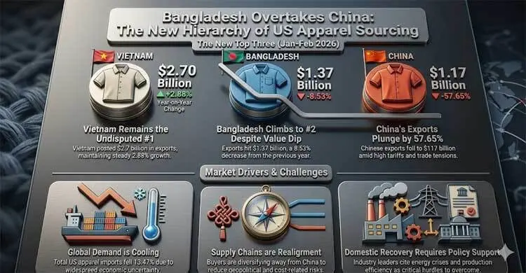 Export dip, rank jump: Bangladeshi RMG overtakes China in US market