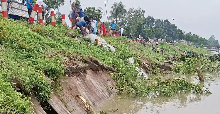 টাঙ্গাইল-তারাকান্দি সড়কে ভাঙন, যানবাহন চলাচল বন্ধ