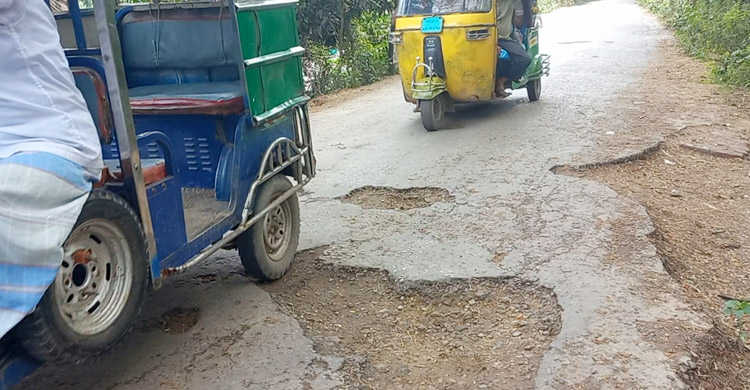 জোড়াতালি দিয়ে দোকানরঘর-হরিণা সড়ক সংস্কার