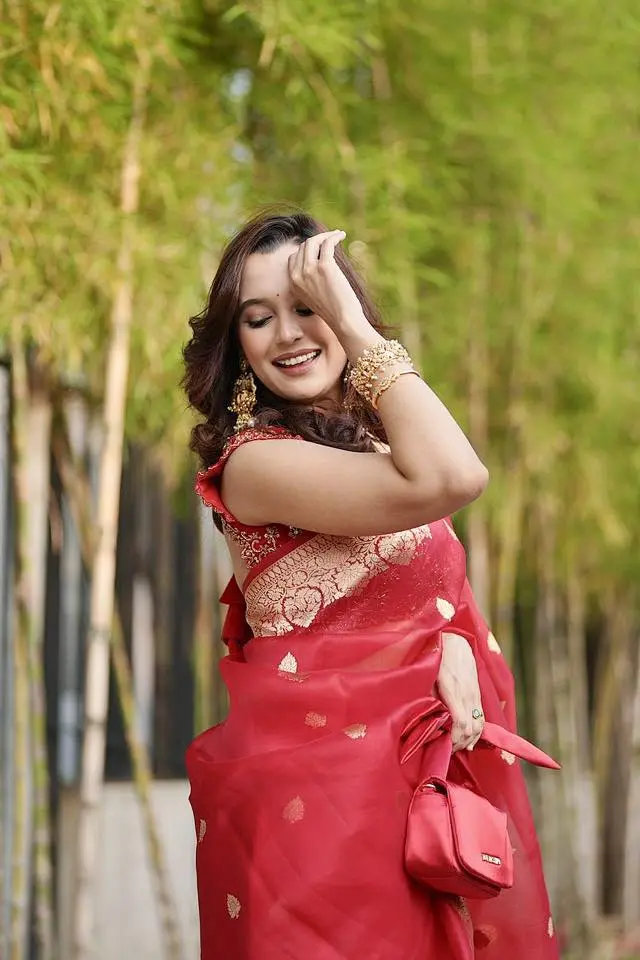 লাল শাড়িতে মোহময়ী সাবিলা