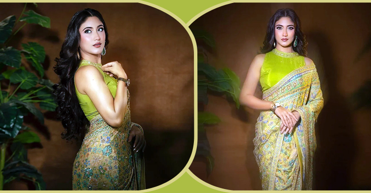 ফ্লোরাল শাড়িতে মায়াবী সাফা কবির