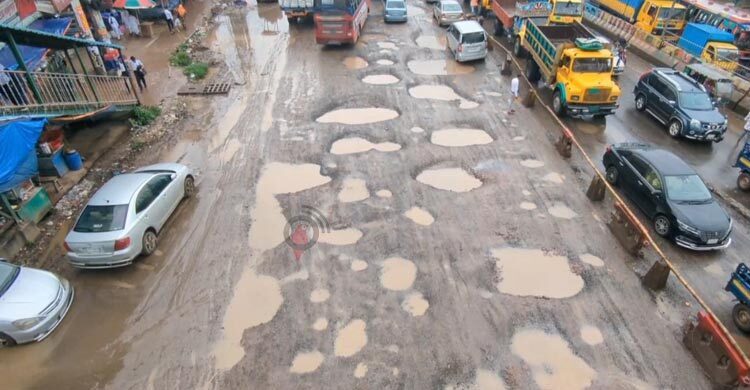 Nabinagar-Chandra Highway becomes battleground of potholes