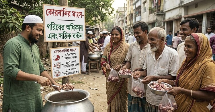 কোরবানির মাংসে গরিবের অধিকার কতটা? মাংসের ভাগ কীভাবে হওয়া উচিত?