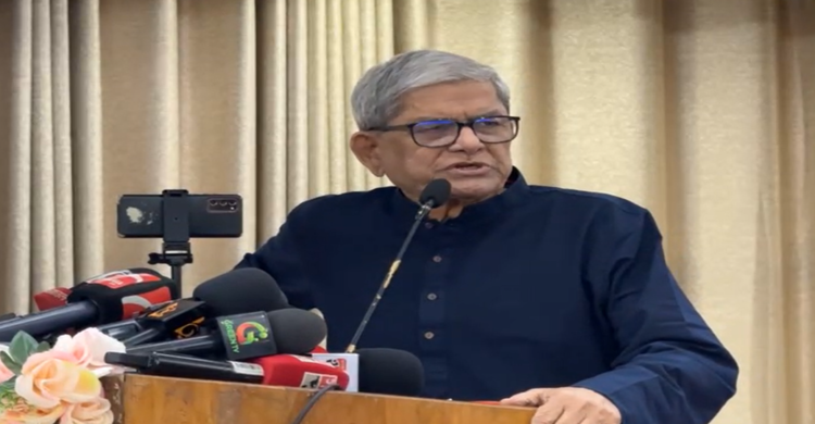 কথা বলছেন বিএনপির মহাসচিব মির্জা ফখরুল ইসলাম আলমগীর