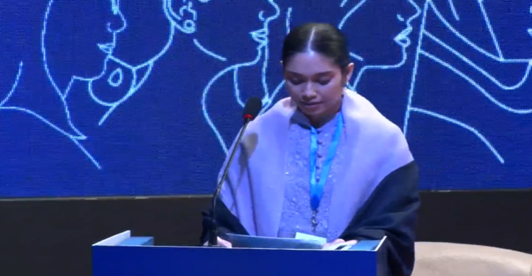 কৃষিবিদ ইনস্টিটিউটে আলোচনা সভায় কথা বলছেন জাইমা রহমান