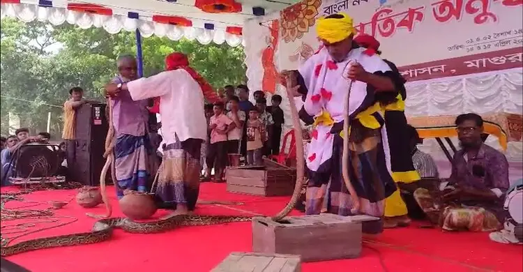 নোমানি ময়দানে লাঠিখেলা ও ঝাপাংয়ে জমে উঠল মেলা