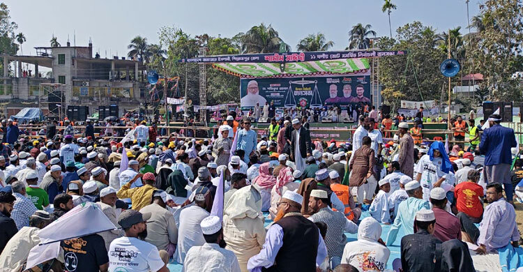 পিরোজপুরে জামায়াত আমিরের জনসভার মঞ্চ প্রস্তুত
