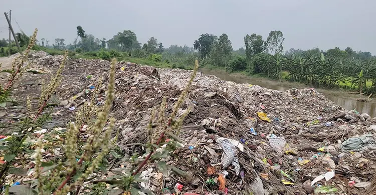 নদীর পাড়ে পৌর বর্জ্য, স্বাস্থ্যঝুঁকিতে হাজারো মানুষ