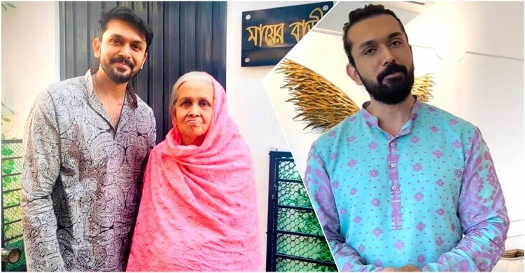 এবারও মায়ের শাড়ি দিয়ে পাঞ্জাবি বানিয়ে কবর জিয়ারত করলেন আরিফিন শুভ