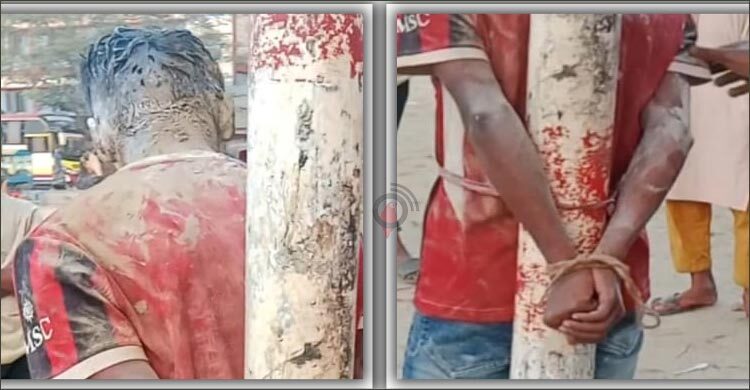 গোলপোস্টের খুঁটিতে বেঁধে মাথায় ডিম নিক্ষেপ করে জন্মদিন উদযাপন!