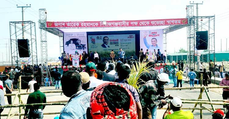 ২০ বছর পর সিরাজগঞ্জে তারেক রহমান, প্রস্তুত জনসভার মঞ্চ