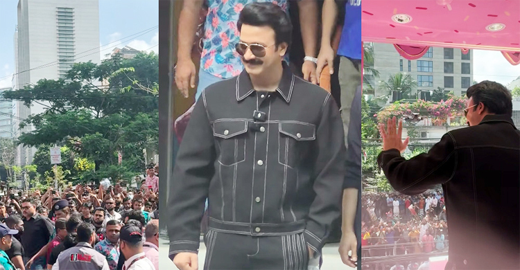 নায়কের দেখা পেতে ভক্তদের ভিড়, হাসিমুখে সাড়া দিলেন শাকিব খান