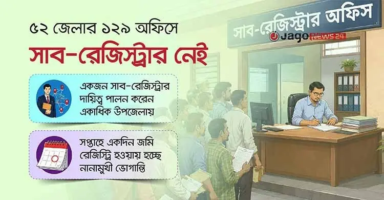 সাব-রেজিস্ট্রারের ঘাড়ে ৩ উপজেলা, সপ্তাহে দলিল হয় একদিন