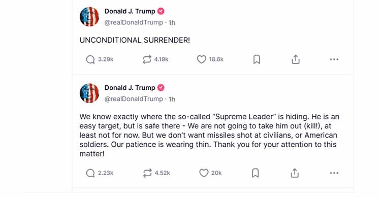 Trump claims knowing Khamenei’s location, but says not killing him  for now