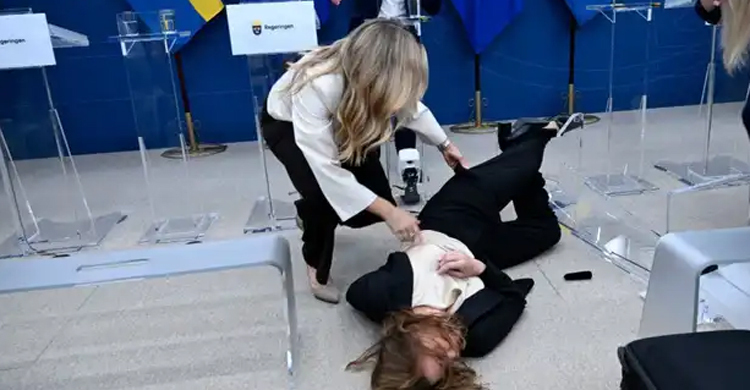 সংবাদ সম্মেলনের সময় মঞ্চে লুটিয়ে পড়লেন সুইডেনের স্বাস্থ্যমন্ত্রী