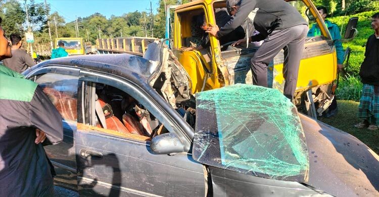 সিলেটে প্রাইভেটকার-ট্রাক সংঘর্ষে যুবক নিহত, আহত ৭