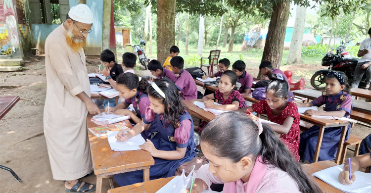 শ্রেণিকক্ষ সংকট, গাছতলায় চলে পাঠদান