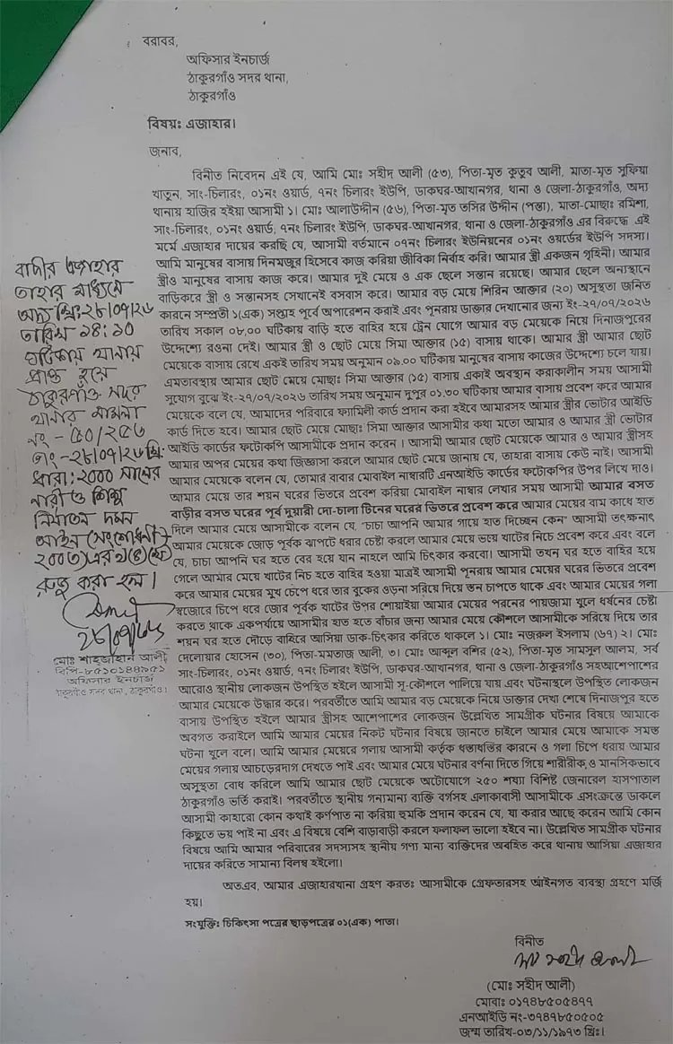 ফ্যামিলি কার্ডের প্রলোভনে কিশোরীকে ধর্ষণ চেষ্টার অভিযোগ