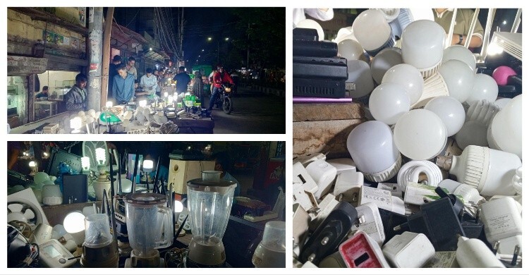 সন্ধ্যা নামলেই পুরোনো ইলেকট্রনিক্স পণ্যের হাট বসে যেখানে