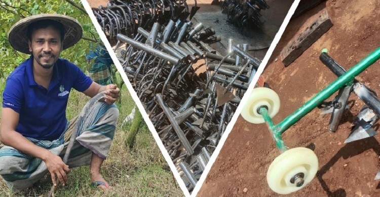 আধুনিক কৃষি যন্ত্রপাতি নিয়ে কাজ করছেন শরিফুল