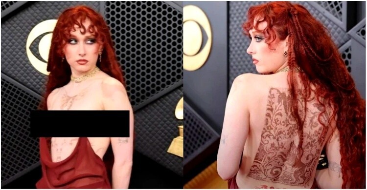 গ্র্যামির রেড কার্পেটে নগ্ন পোশাকে ঝড় তুললেন গায়িকা