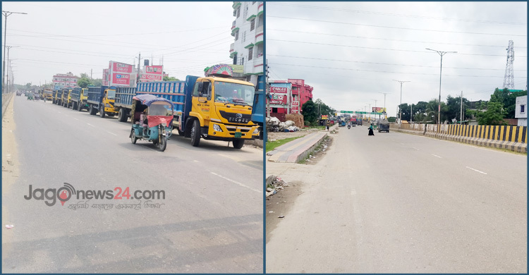 ময়মনসিংহের মহাসড়ক থেকে সরলো ট্রাক, জনমনে স্বস্তি