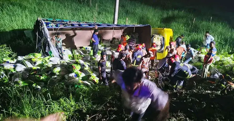7 killed as truck falls into roadside ditch in Cumilla