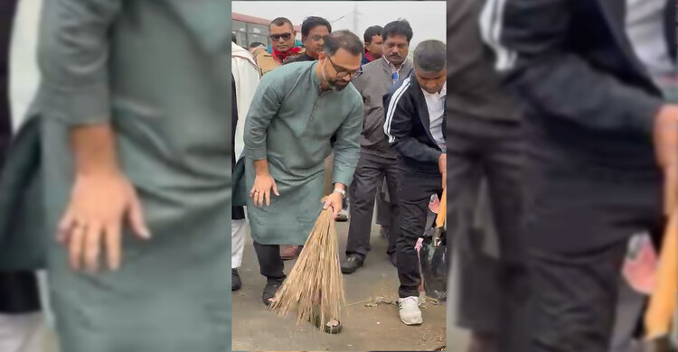 রাস্তা পরিষ্কারের কাজ অংশ নিলেন ঢাকা মহানগর উত্তরের আহ্বায়ক আমিনুল হক