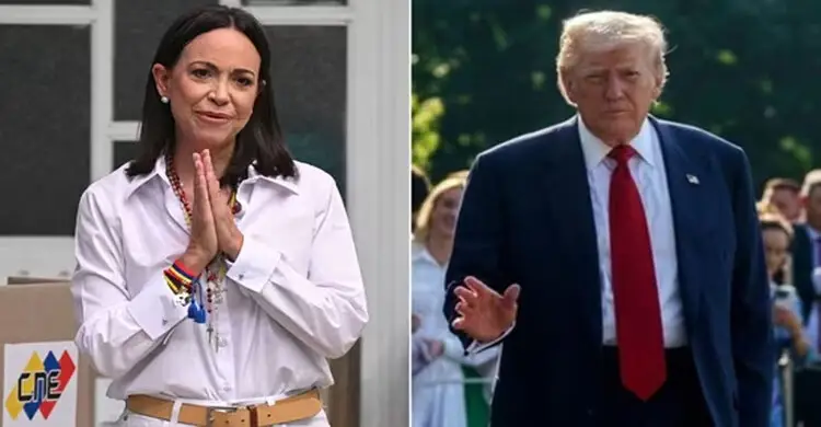 ট্রাম্পকে শান্তি পুরস্কারের মেডেল তুলে দিলেন মাচাদো