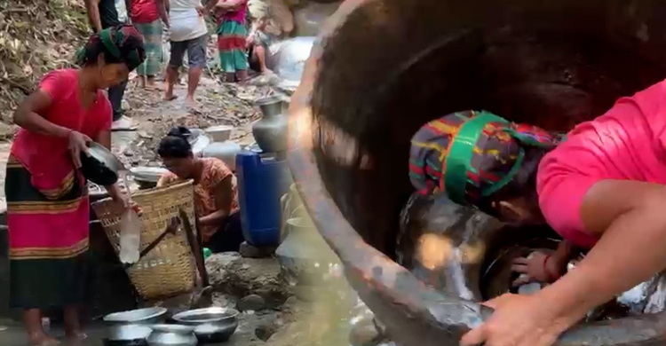 দূর্গম পাহাড়ে তীব্র পানির সংকট, ঝুঁকিতে শতাধিক পরিবার