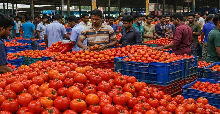 গাবুরার টমেটোর বাজার ঘিরে দেড়শ কোটি টাকার বাণিজ্য