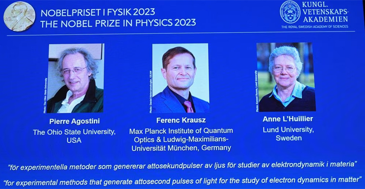 Trio win Nobel Prize in Physics for use of light to study electrons