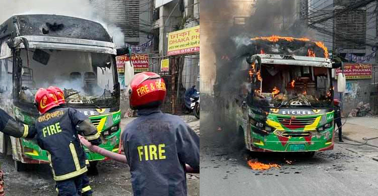 Bus torched in Shahjadpur on second day of blockade