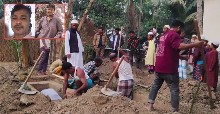 পাশাপাশি কবরে দাফন করা হলো বাবা-ছেলেসহ তিনজনের মরদেহ