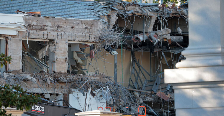 Trump demolishes part of White House for $250m ballroom