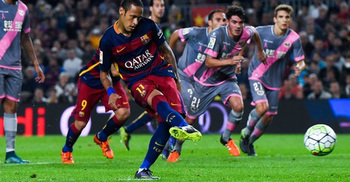 Barcelona hit five to go joint top