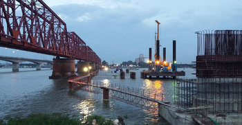 ভৈরব নদীর উপর রেলওয়ে সেতুর কাজ এগিয়ে চলছে