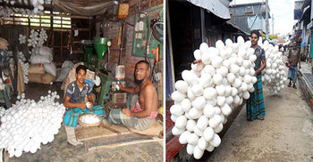 পাড়েরহাটে তৈরি হয় মাছ ধরার জালে ব্যবহৃত `ভাসনি`