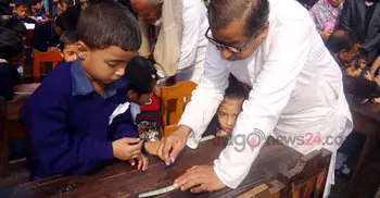 যশোরে দুই শতাধিক শিক্ষার্থীর তালপাতায় হাতেখড়ি